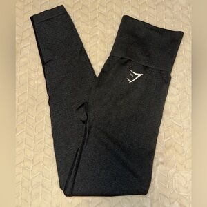 Gymshark Black Leggings 24” Inseam White Logo Size Small